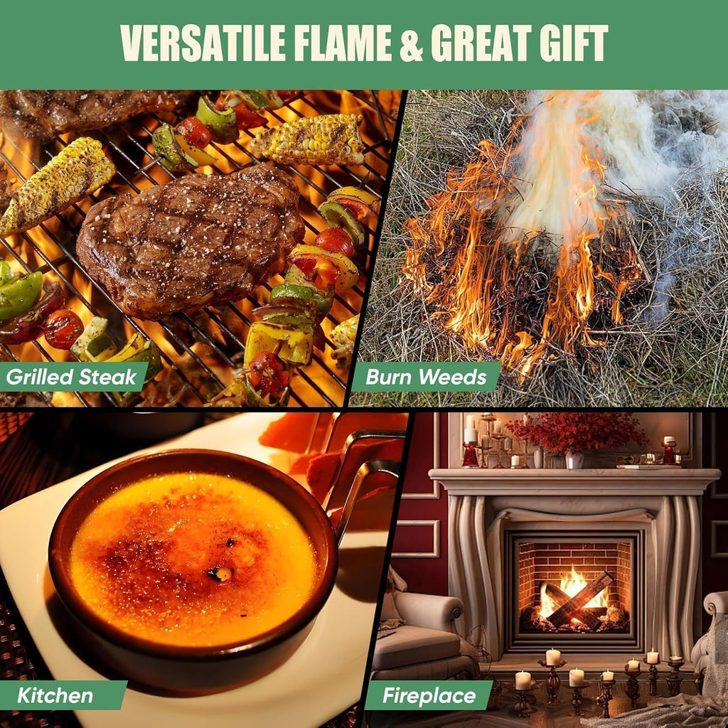 Autonix torch use cases: searing steak, burning weeds, culinary finishing, and lighting fireplaces